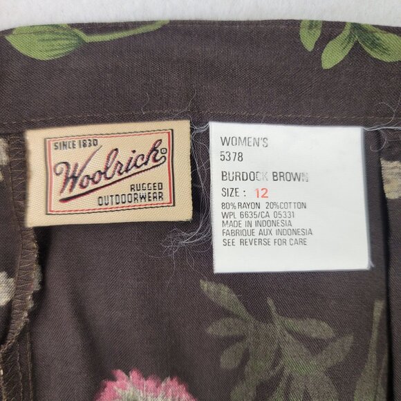 Woolrich Y2K Skirt Size 12 Chocolate Brown Floral Autumn Cottage Chic Earthy - Picture 5 of 10
